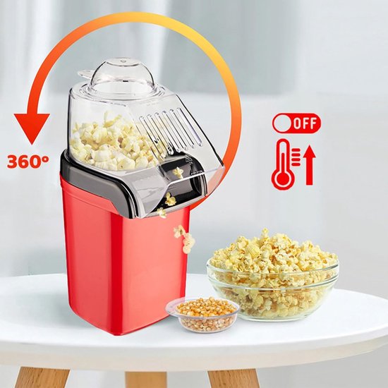 Popcorn Machine - Mini popcornmaker - Olievrije popcornmaker - Snelle popcorn - Automatische werking, handig voor thuisgebruik - Rood — afbeelding 3