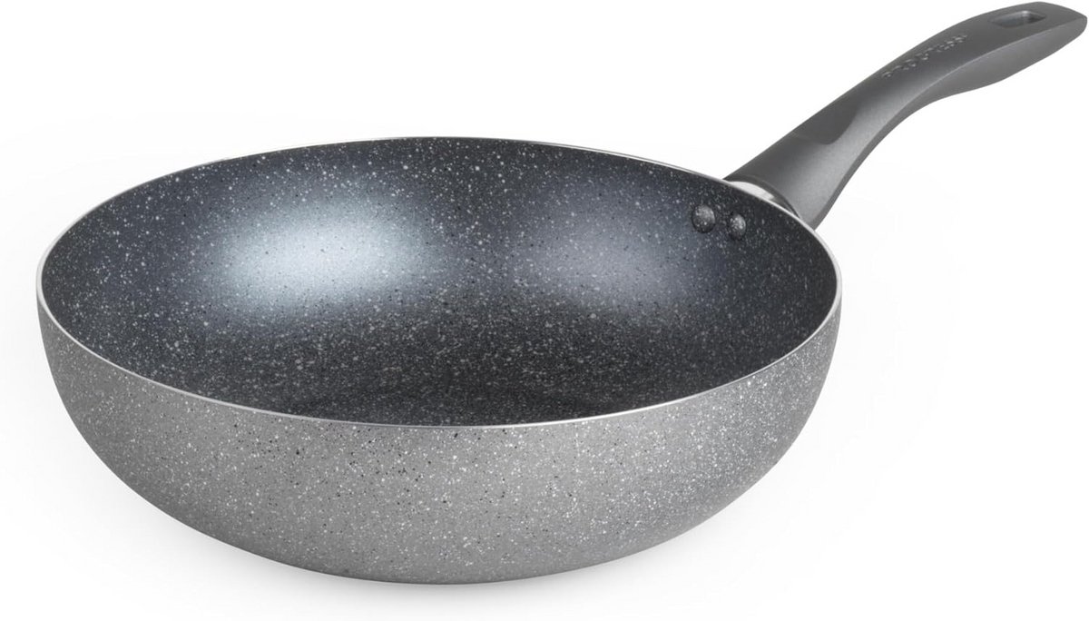 28 cm Antiaanbak Roerbakpan met Marmeren Coating - Geschikt voor Inductie