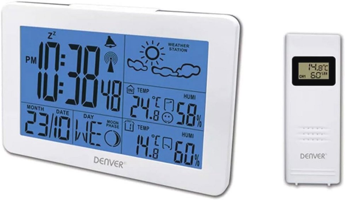 Weerstation met buitensensor, alarmfunctie en temperatuur- en vochtigheidsmeting