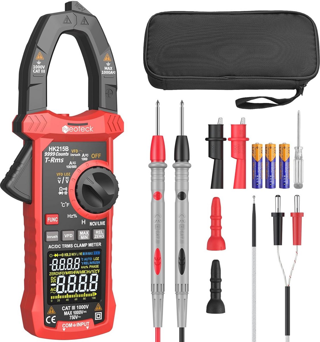 True RMS Stroomtang 1000 A AC/DC met Kleurenscherm en Multimeter Functies