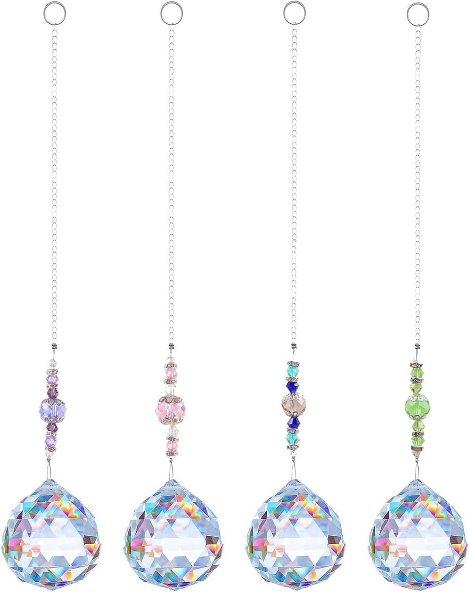 Zonnevangers Kristal Set van 4 - Prisma's van Glas voor Decoratie en Regenboog Effecten