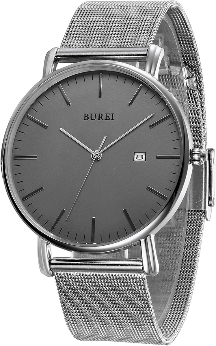 Minimalistisch Herenhorloge Ultra Dun met RVS Band en Grote Wijzerplaat