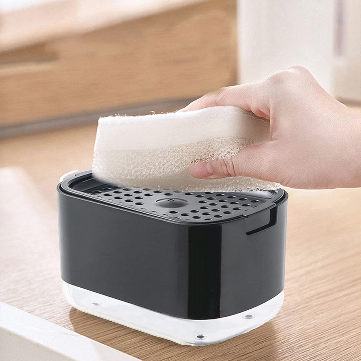 4-in-1 Keuken Zeepdispenser met Afdruipbak en Sponshouder - Vaatwasmiddel Organizer