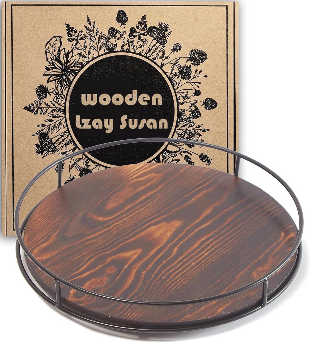 30 cm Houten Draaitafel met Stalen Frame voor Keuken en Tafel
