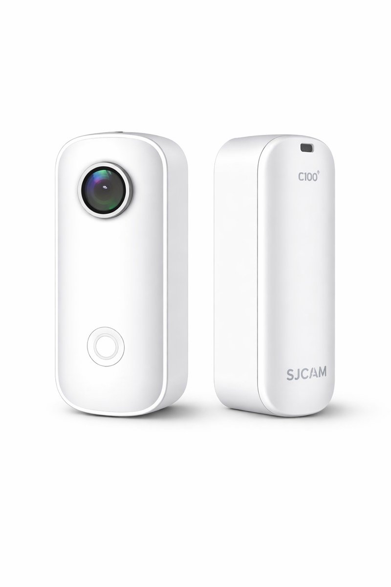 Sjcam C100 Plus Actiecamera - Waterdicht - 4K / 30FPS - Duikten tot 30M Diep - 115 ° Hoek met Vervormingscorrectie - Klein en Compact - Met EIS-stabilisatie - Time-lapse-fotofunctie - Anti-shake-systeem - Met App - 20x26x60mm - Wit