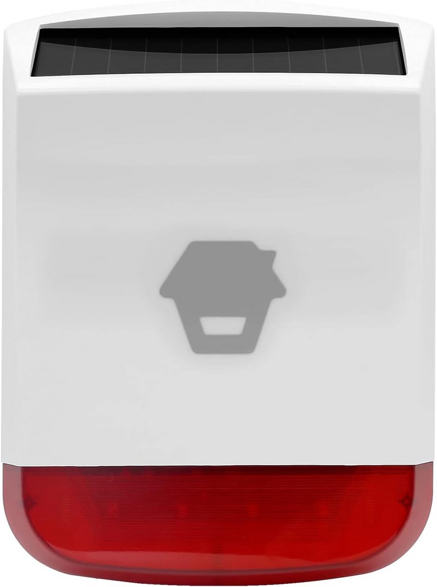 Draadloze Zonne-energie Sirene voor Diefstalbeveiliging met Rood Knipperlicht - Veiligheidssysteem voor Thuis, Volume 110 dB