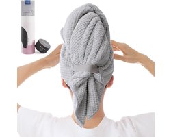 BYCOO Microfiber haarhanddoek wrap voor vrouwen, anti-kroezen grote ultrazachte haardroger handdoeken, hoofd sleeptouw, sneldrogend | super absorberend | sneldrogend haar tulband voor nat, krullend, lang en dik haar - grijs