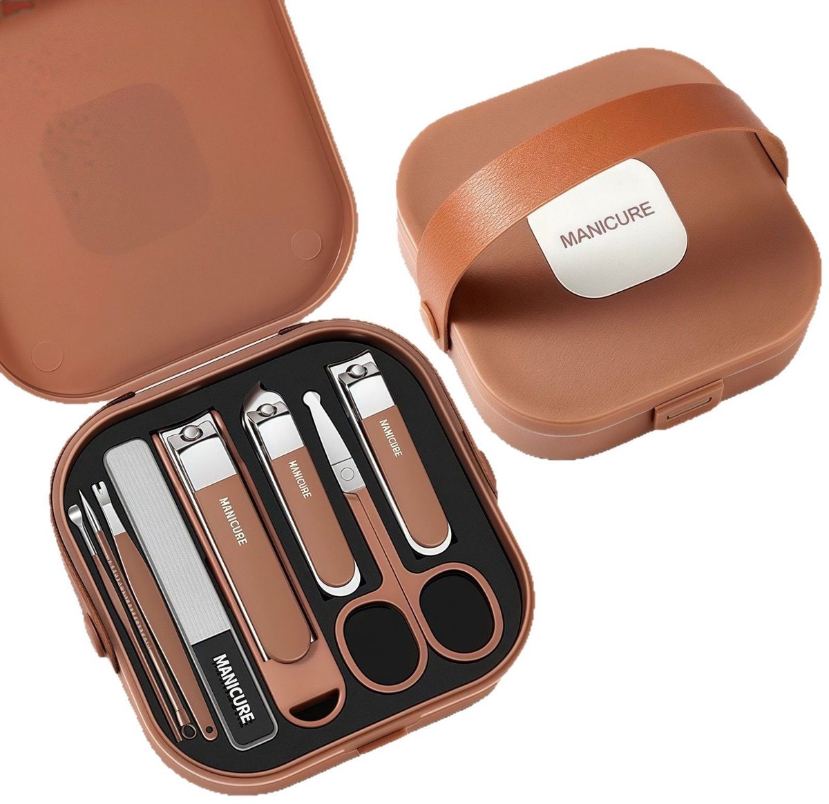 8 delige Manicure Set - Nagelknipper - Nagelvijl - Pedicure Set - Manicureset - Koffiebruin