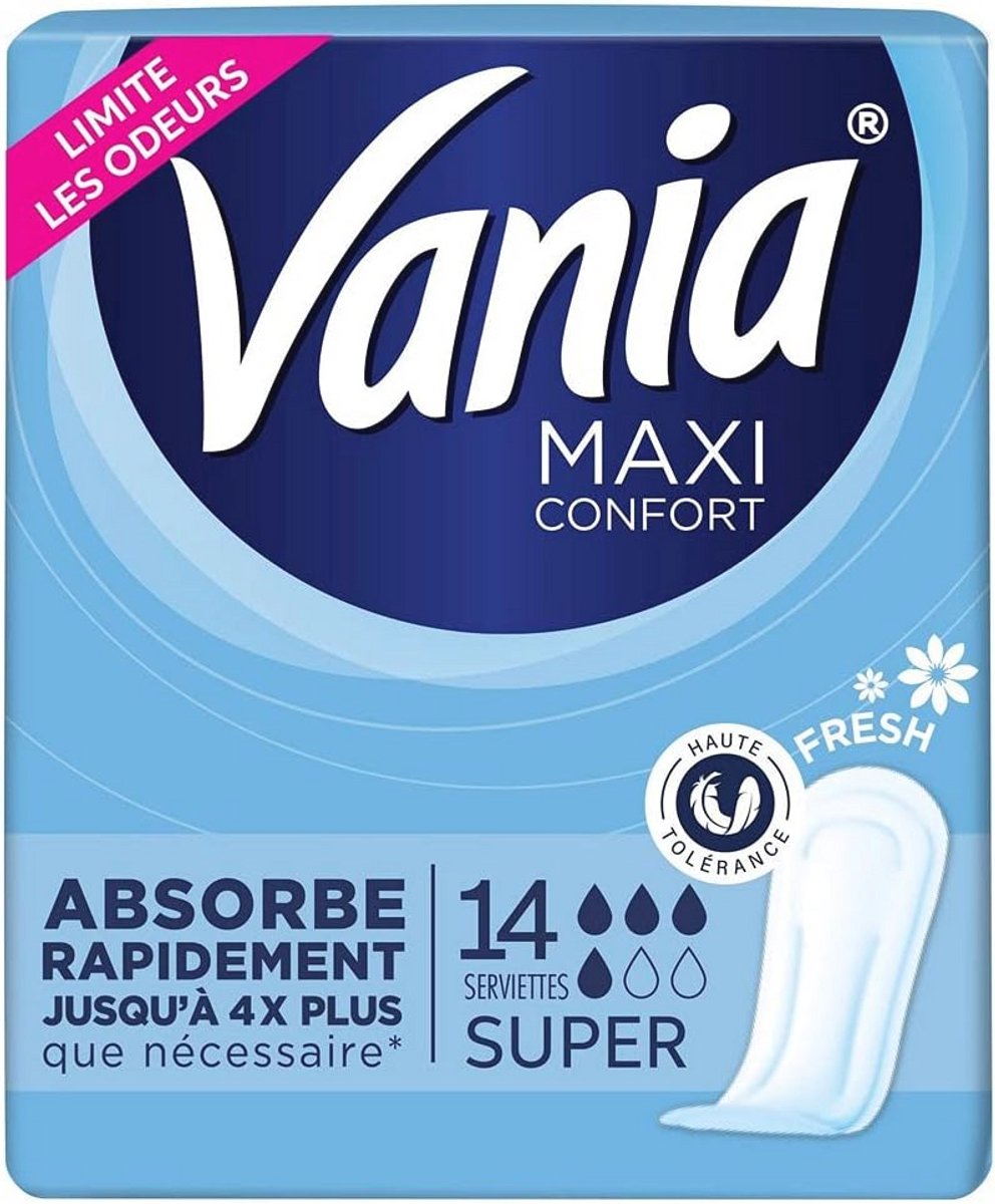 Vania - Maandverband Maxi Comfort, Super, 14 dameshanddoeken