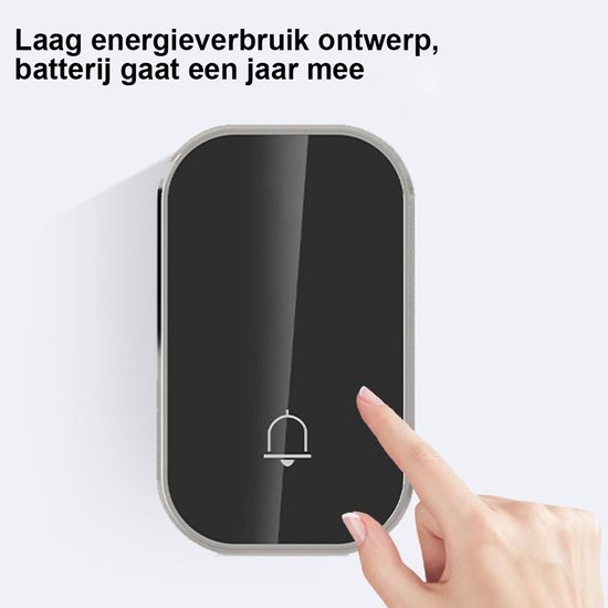 SWGOTA Deurbel - deurbel draadloos - Draadloze Deurbel - Inclusief Batterijen - Deurbellen - Oproepsysteem met één knop en één toon - Zwart — afbeelding 2