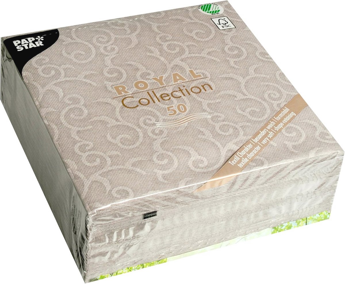 50 grijze servetten 40 x 40 cm - Royal Collection 1/4-vouw
