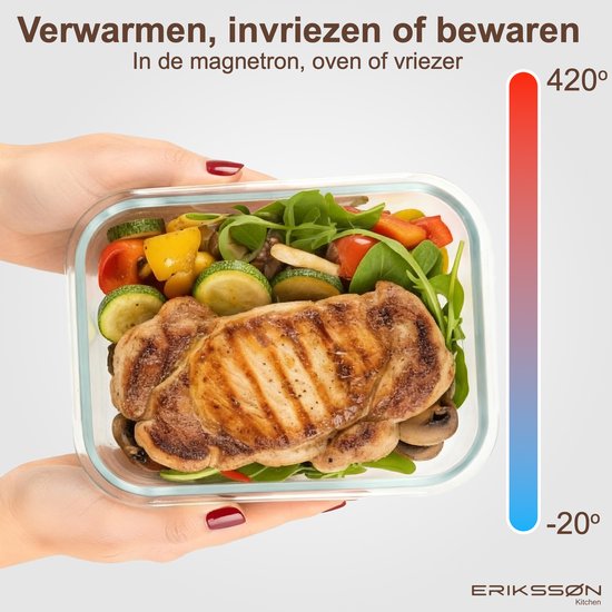 Glazen vershouddozenset & meal prep dozen, 2 x 370 ml