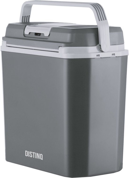 DistinQ Elektrische Koelbox voor Auto en Camping – Koelbox Elektrisch met Verwarmingsfunctie - 12v 230 Volt – 20L - Grijs