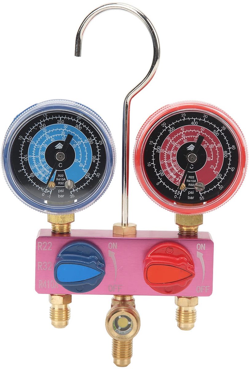 Diagnostic Pressure Gauge Mini G1/4 Metal Button Air Conditioning Tool for R22 R32 R410A Refrigerant