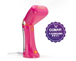 Conair Extreme Steam Handheld Kledingstomer GSC24PKE, met een afneembare watertank van 90ml, snelle opwarmtijd van 35 seconden, Lichtgewicht Reis Kledingstomer, Wereldwijd Gebruik - Roze