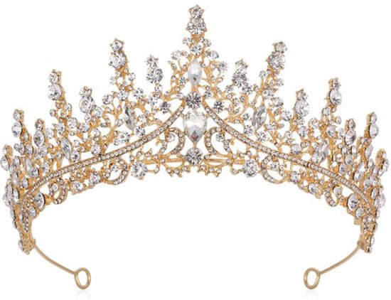 Gouden kroon - Kristallen prinses tiara's - Strass - Koningin haarband - Bruid Haaraccessoires - Elegant en Duurzaam - Geschikt voor Verschillende Gelegenheden