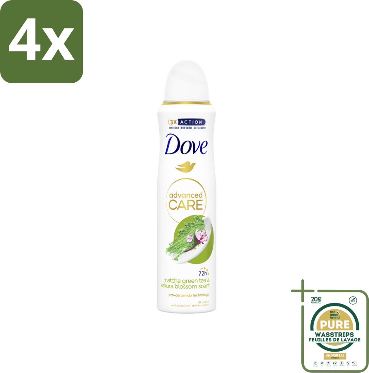 Dove Deodorant Spray - Matcha & Sakura - 150 ml - Voordeelverpakking - 4 stuks - Matcha - Sakura