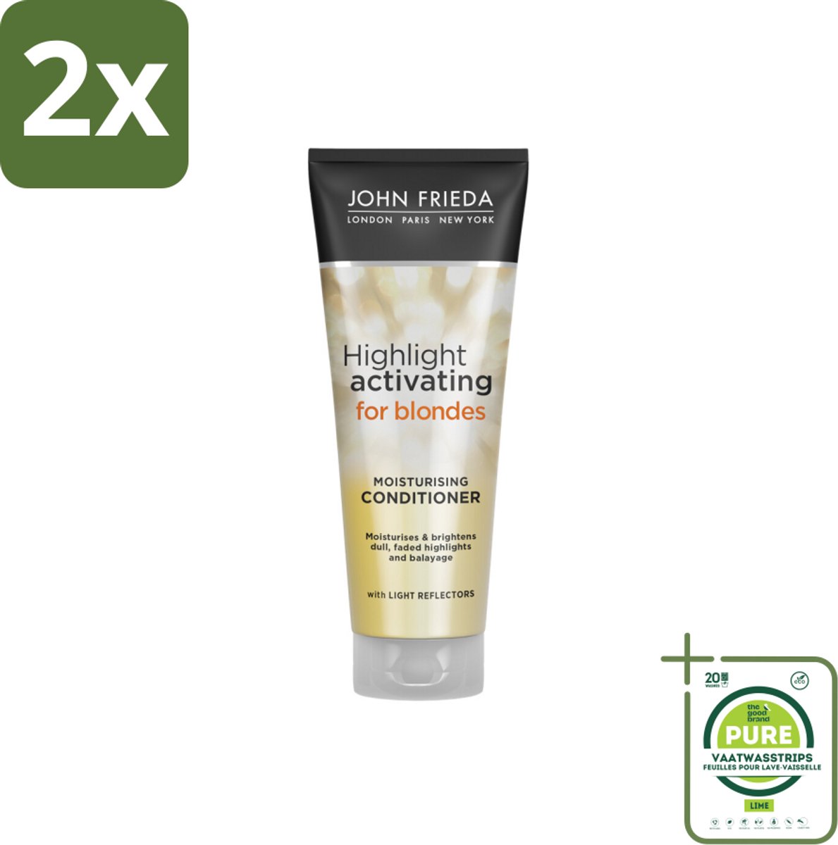 John Frieda – Conditioner – Sheer Blonde – Verhelderend – 250 ml - Voordeelverpakking - 2 stuks - Blond haar verhelderen - Blonde haar verzorgen