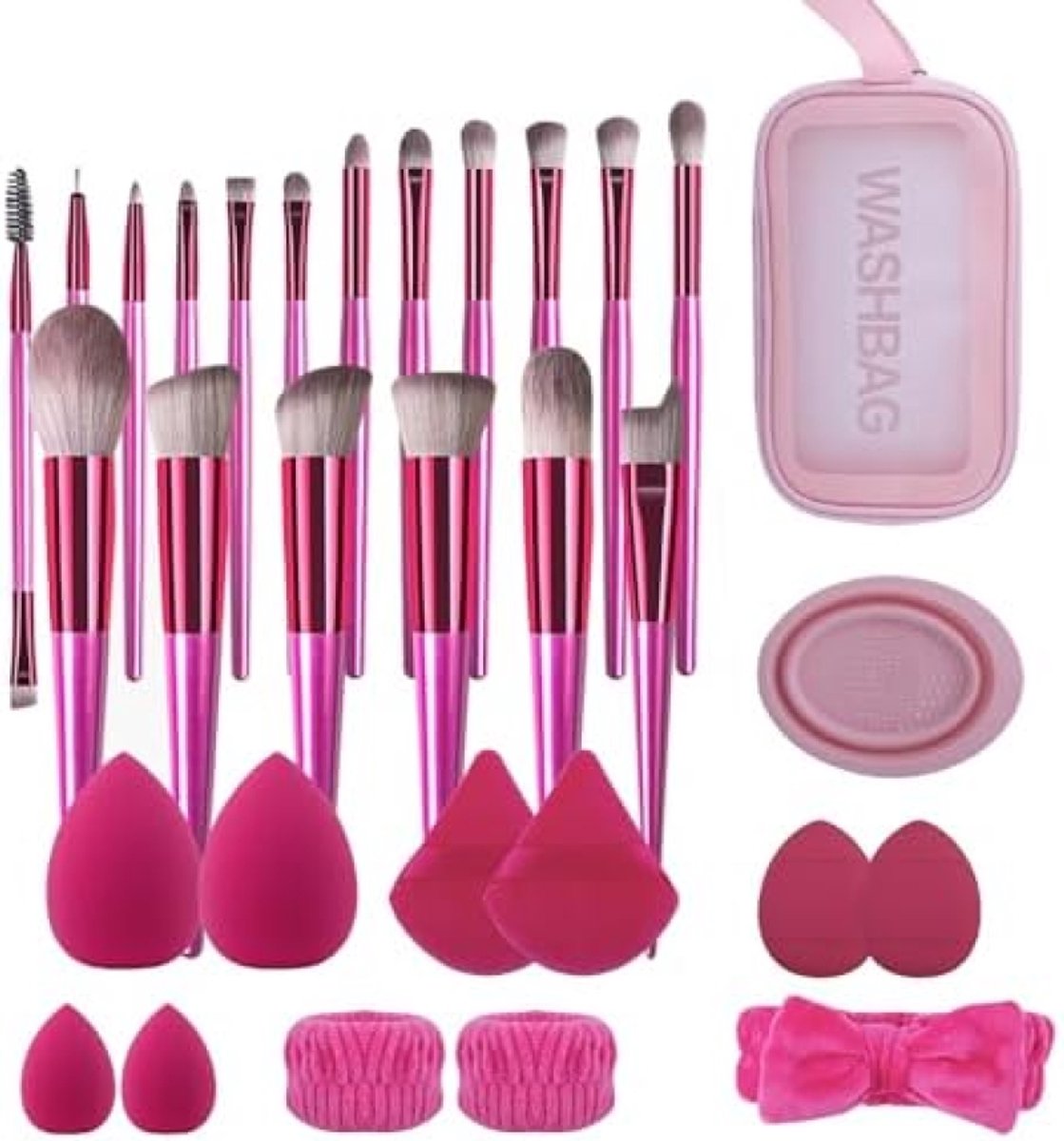 PromoHome Complete Make-up Kwastenset - 31 Delige Professionele Set met Opbergtas