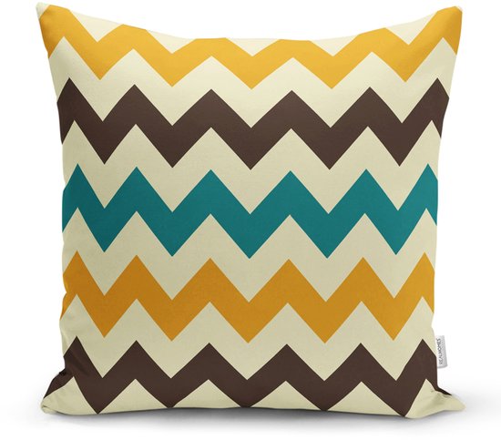 Kussenhoes 70x70cm - Gele zigzag - Vloerkussenhoes - Kussenhoesje - Sierkussenhoes - Kussensloop