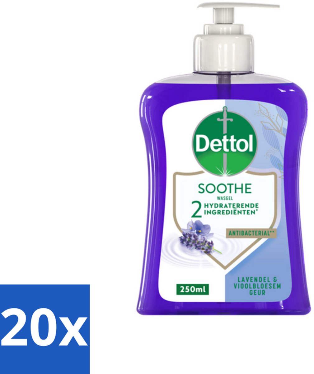 20 x Dettol - Handzeep - Soothe - Lavendel & Vioolbloesem - 250 ml - Handzeep - Antibacterieel - Handverzorging - Lavendel - Vioolbloesem