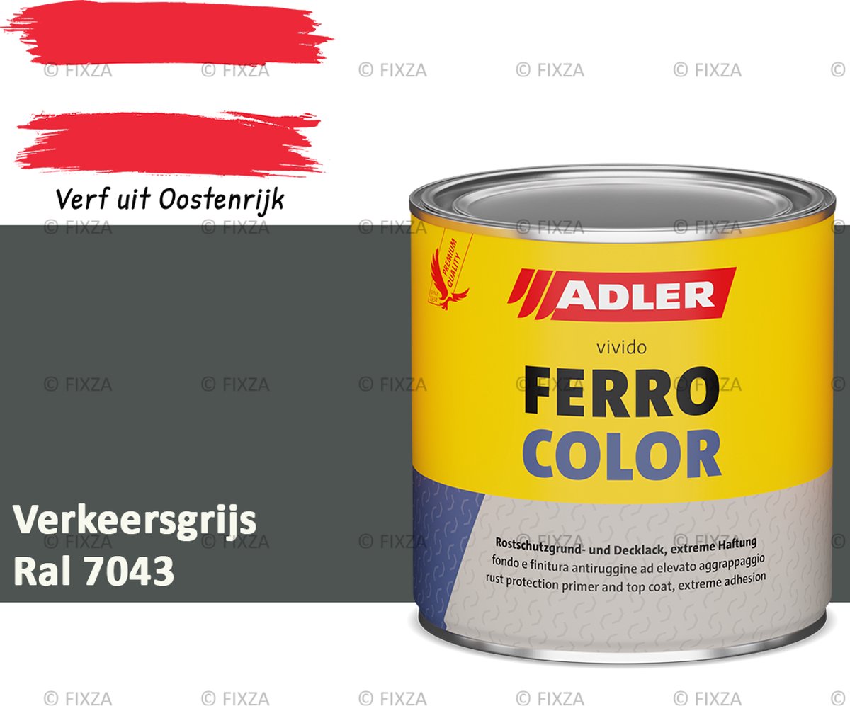 ADLER Ferrocolor 3in1 roestwerende verf – 2,5 Liter – Verkeersgrijs B – Grondverf en aflak in één – Voor binnen & buiten – Voor ijzer, staal, zink & aluminium – Milieuvriendelijk – Zonder primer