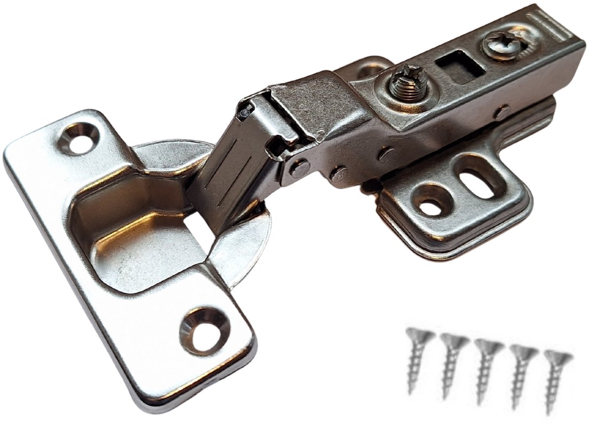 Hoexs Half Voorliggend - Softclose Keukenscharnier – Dempend – RVS / Zilver – 110°