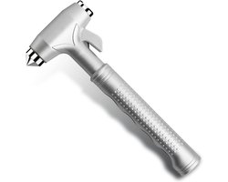 Autoveiligheidshamer - autoruitenbreker - auto noodhamer - met gordelsnijder - multifunctionele noodhamer voor auto-ongelukken - universeel vluchtgereedschap voor de meeste auto's - zilver