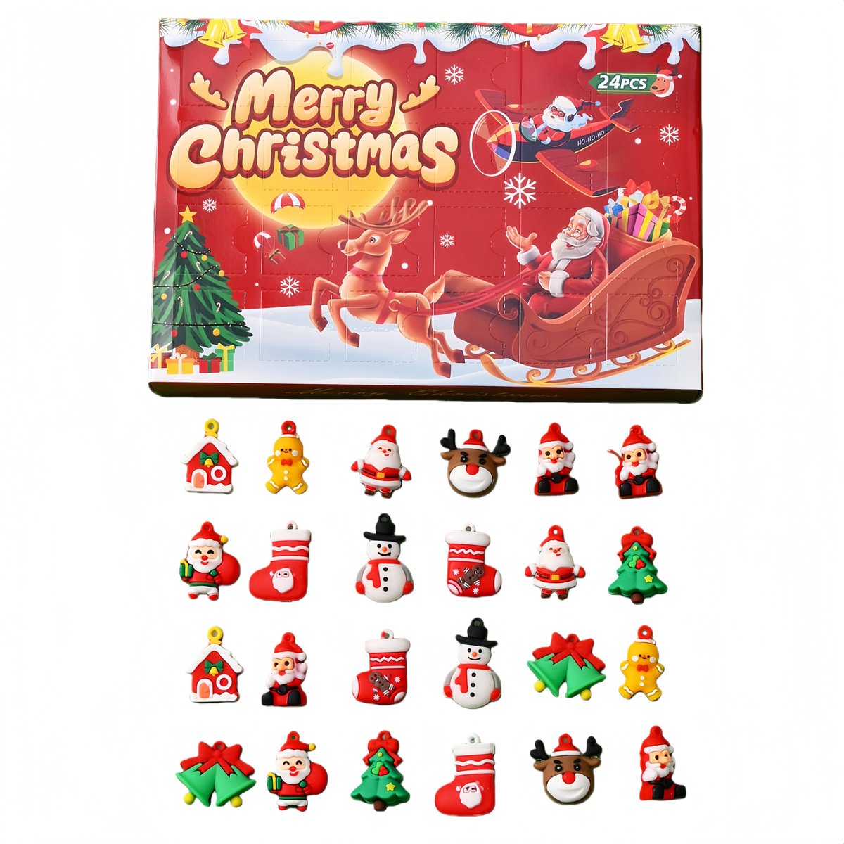 Ophangbare kerstkalender ornament-cartoon 2025 Advent Countdown Kalender-thuisfeest, rugzak, handtas accessoire