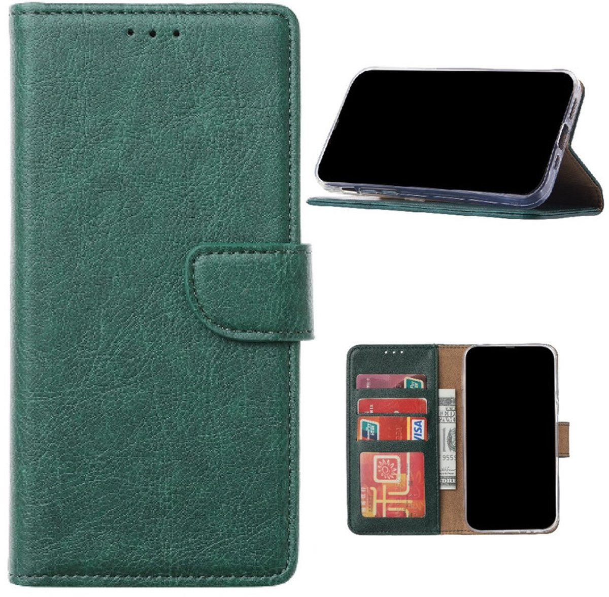 Bookcase Telefoonhoesje Geschikt voor Samsung Galaxy S25 Edge - Hoesje - Ruimte voor 3 pasjes - Magneetlipje - Portemonnee - FuturiQ - Donkergroen