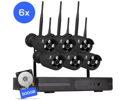 Teceye Bullet Beveiligingscamera Buiten met Recorder - Draadloze Buitencamera - 6 Camera - 500GB Opslag