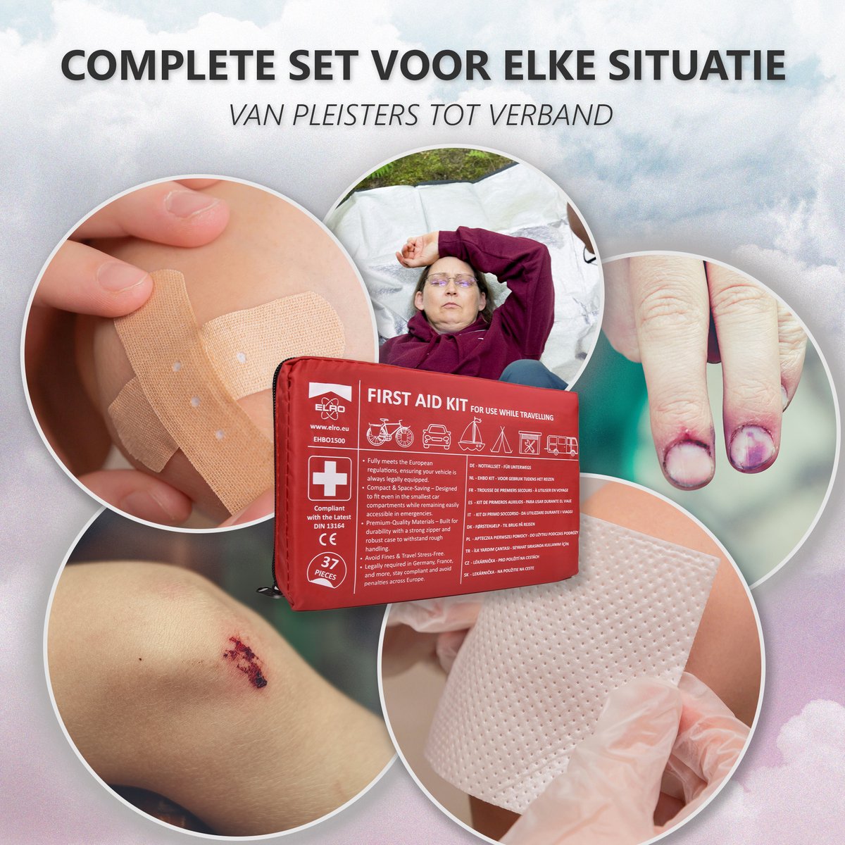 ELRO EHBO1500 EHBO Kit Noodpakket & Auto 37-delig – Inclusief Veiligheidsvest – Voldoet aan DIN13164 en Europese regelgeving - Verplicht in o.a. Duitsland en Frankrijk – foto 7
