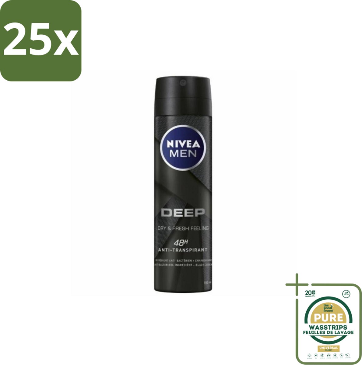 25 x NIVEA MEN – Deodorant spray – Deep – 150 ml - Grootverpakking - Koffie - Koffiezetapparaat - Koffiezetapparaat