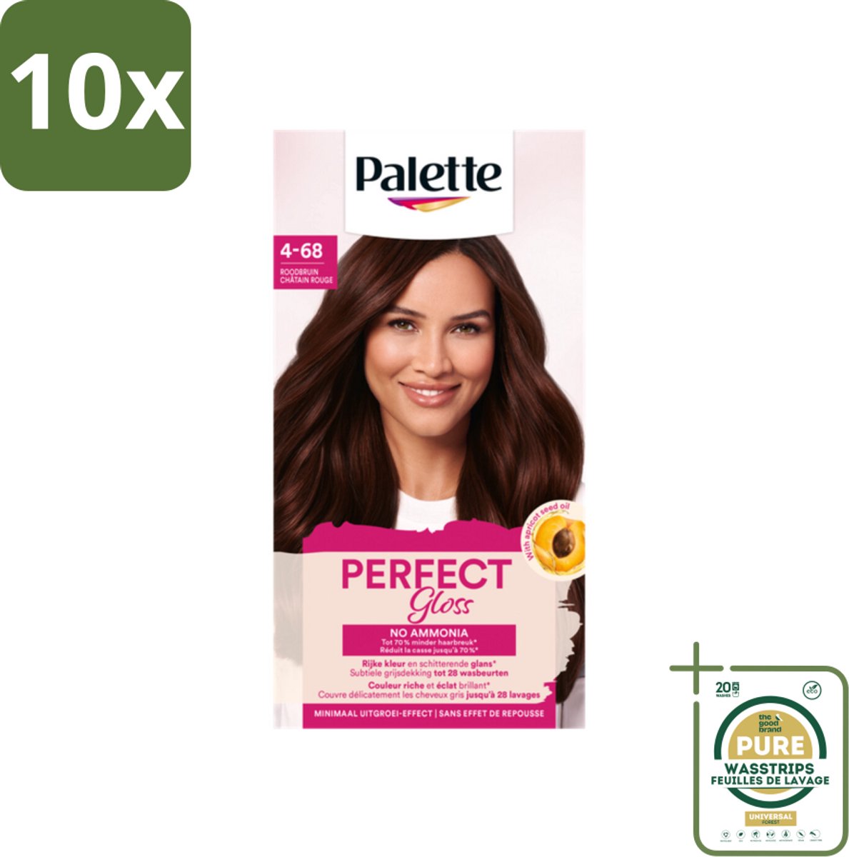 10 x Palette - Haarverf - Perfect Gloss 4-68 Red Brown - Grootverpakking - Koffiezetapparaat
