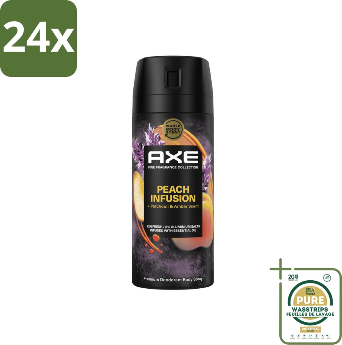 Axe – Deodorant – Peach Infusion – 150 ml - Voordeelverpakking - 24 stuks - Geur - Lichaamsgeur