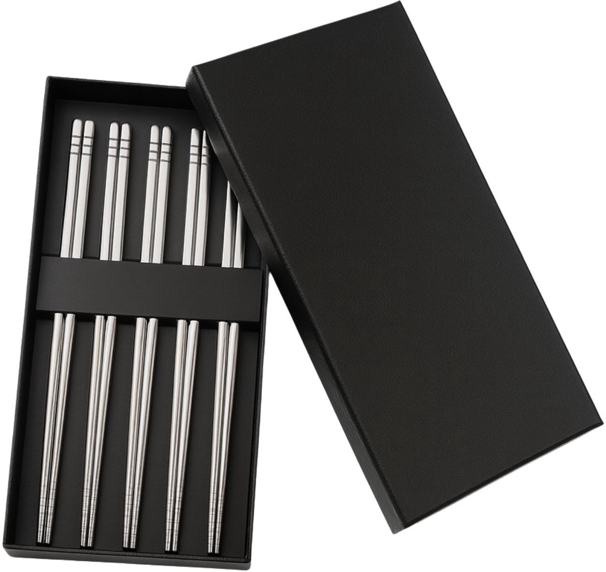 Somstyle Chopsticks Set RVS - 5 Paar - Herbruikbaar & Vaatwasserbestendig - Eetstokjes - Zilver
