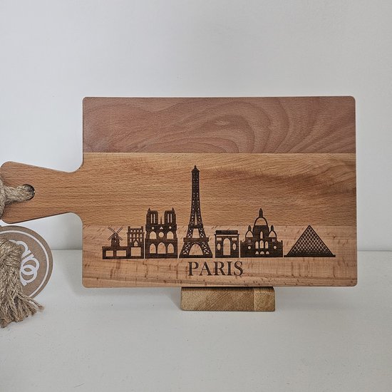 Planche à boissons en bois de hêtre skyline Paris 59 cm