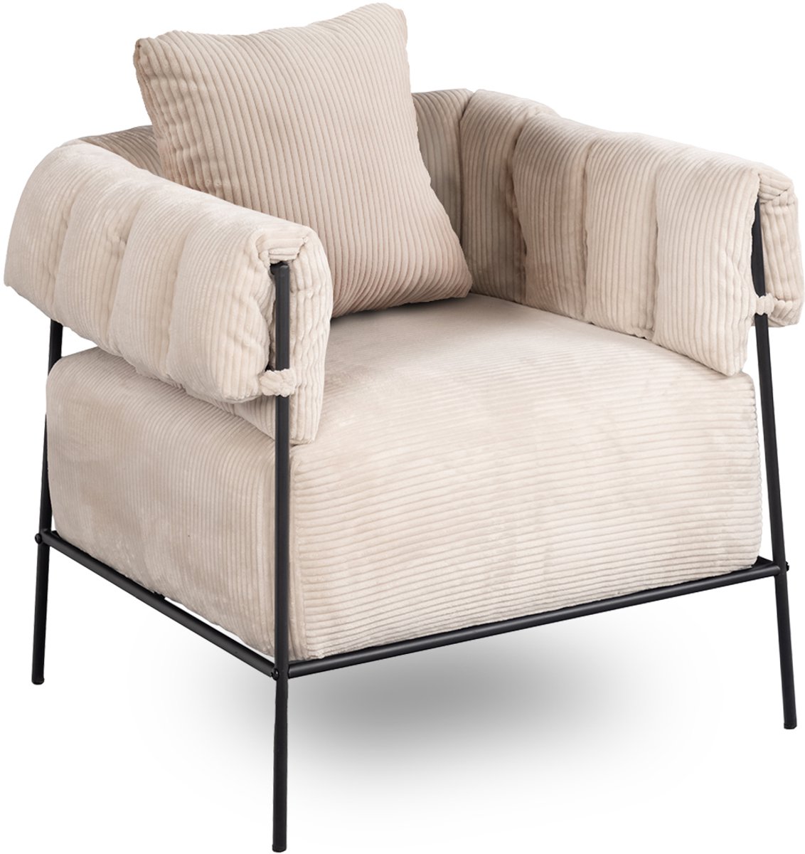 MEUBLES COSY DOMCO Lounge Fauteuil – Inclus Kussen – Ribcord Velours Beige