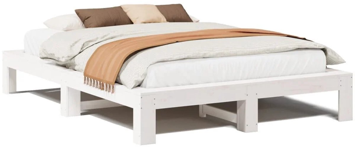 Vloerbed – Laag Bedframe – Minimalistisch Design – Stevig en Comfortabel – Geschikt voor Elke Slaapkamer - Wit
