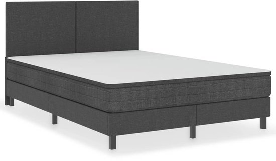 vidaXL Cadre à sommier tapissier Grijs 160x200 cm Cadre à sommier tapissier - Confort de sommeil - Lit double - Sommier tapissier - MDF - Métal - Textile - Grijs