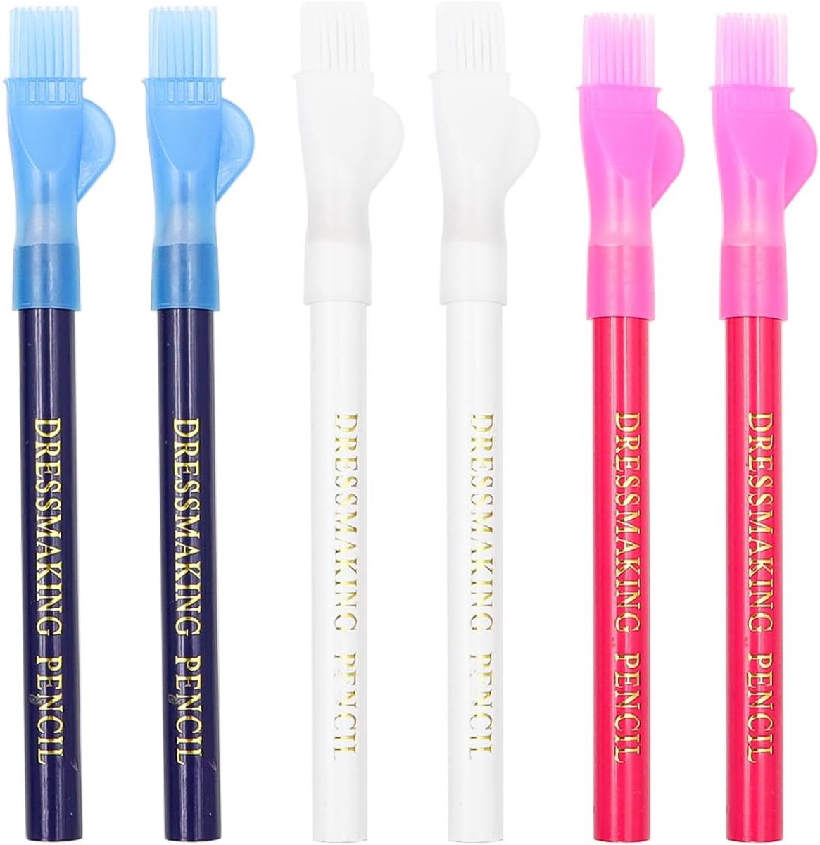 6 Pcs Tailor Crayons - Fabric Markers - Erasable Sewing Tools met Brush Cover voor Sewing