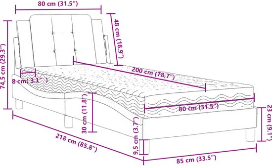 vidaXL - Bedframe - zonder - matras - "Zadar" - kunstleer - zwart - en - wit - 80x200 - cm
