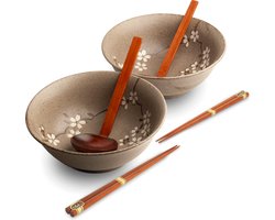 EDO JAPAN - RAMENBOWLSET ANEMOON TAUPE O22 CM/H9CM - 2 PERS