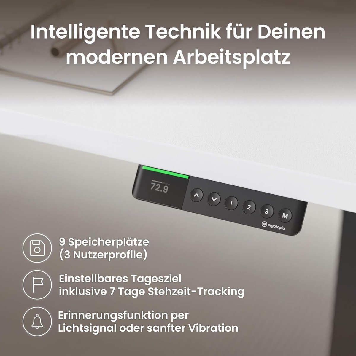 Elektrisch Zit-Sta Bureau – Altameubel Desktopia Pro X Elite – In Hoogte Verstelbaar Bureau 180x80 cm – Ergonomisch Kantoor & Thuiswerk Bureau – OLED Bediening met Geheugen – Wit Blad & Wit Frame – Stil & Krachtig – 125 kg Draagvermogen