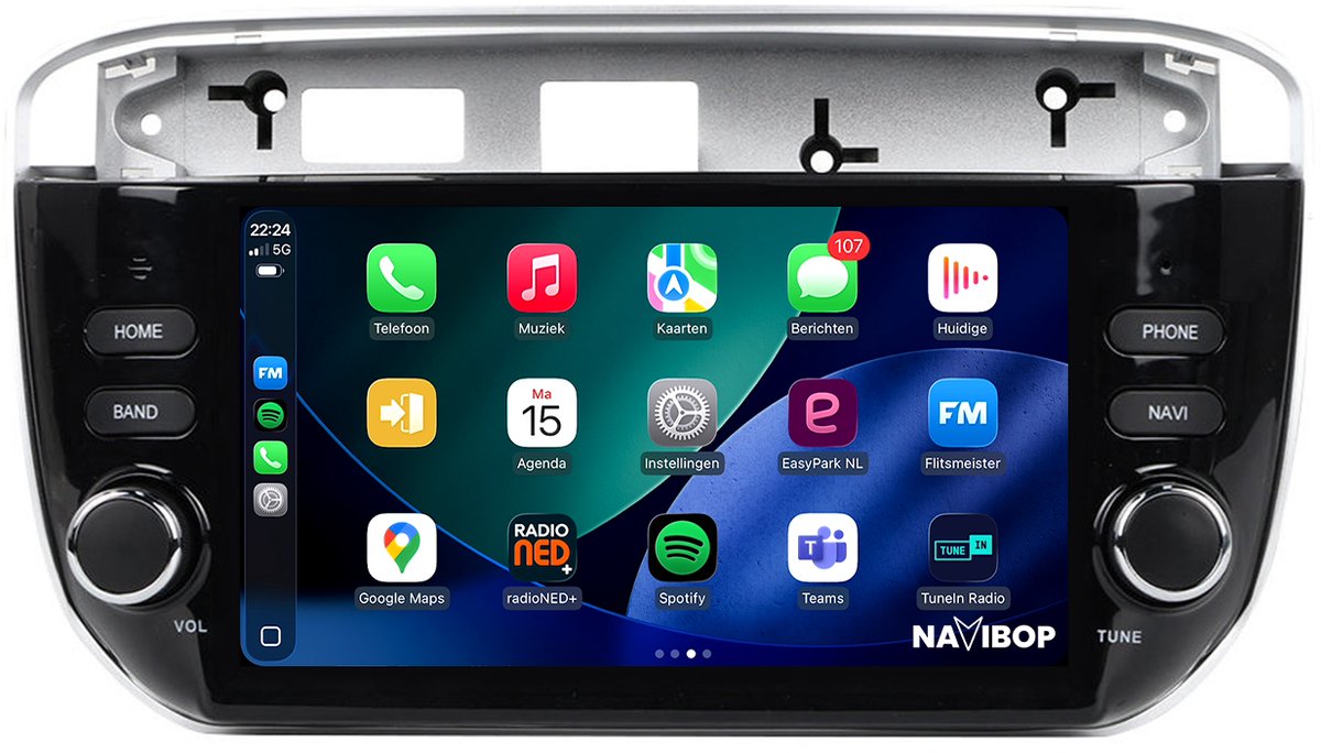 Geschikt voor Fiat Punto Evo | 7" Android 14.0 Autoradio | Apple CarPlay & Android Auto | 2GB RAM & 32GB opslag | Draadloze verbinding | HD Scherm | FM, AM, DAB+ Radio | Bluetooth handsfree bellen | 2010, 2011, 2012, 2013, 2014, 2015