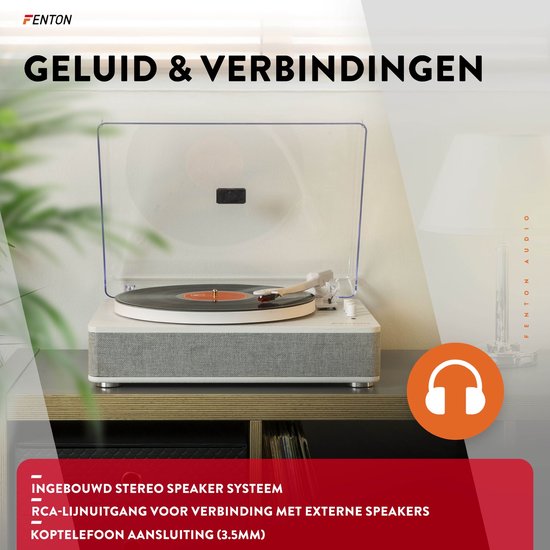 Platenspeler Bluetooth (in/uit) - Fenton RP162W - retro platenspeler met speakers (stereo) en mp3 speler - Wit — afbeelding 3