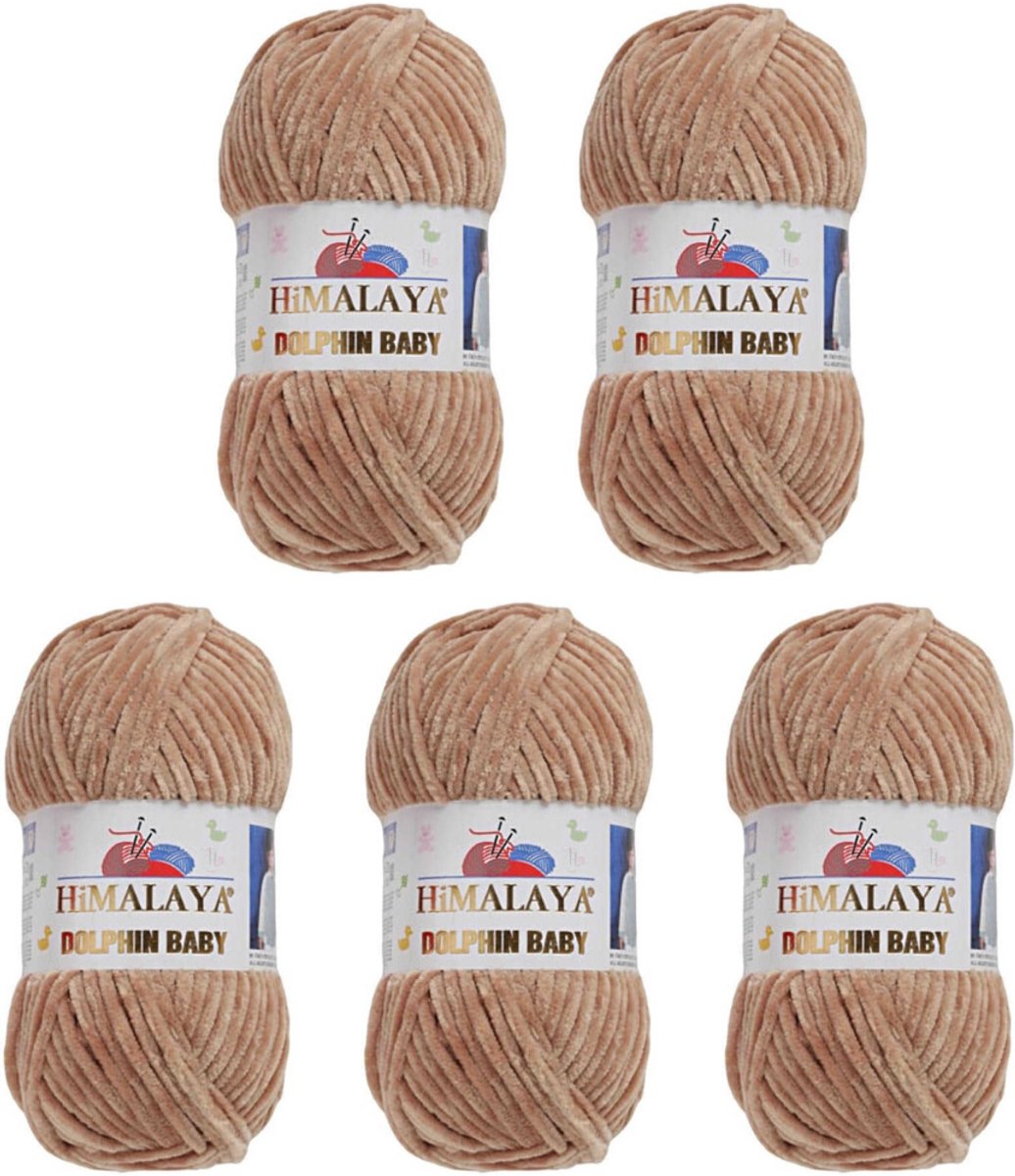 Himalaya Dolphin Baby -(5 stuks)-80365 Beige - Dolfijn Breien Gehaakte Garen 100g - Super Zachte Omvangrijk Dikke Pluche Fluwelen Bella Chenille Wol Kind Deken Amigurumi