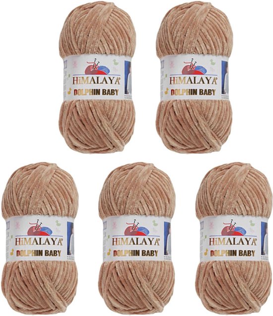 Cinq pelotes de fil Himalaya Dolphin Baby beige.
