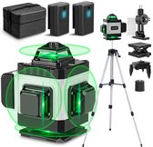 HGLINE Kruislijnlaser met 1,2 m statief - 4D 16-lijn zelfnivellerende laserwaterpas - 4x360° Laserniveau - Bouw Kruislaser - Rotatielaser - voor Bouw, Tegelwerk, Thuisrenovatie, Foto's Ophangen