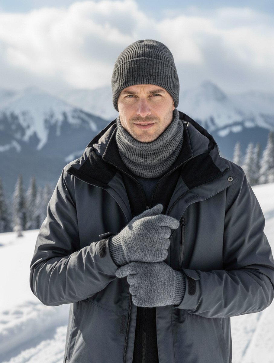 Norfolk Winterset - 70% Merino Wol Muts - Handschoenen en Nekwarmer Set - Premium Gebreide, Warm en Zacht - Cadeauset - L/XL - Zwart — cadeau in Mode & Accessoires - foto 6